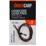 Leadcore free woven with Quick Change Swivel 45 lbs 70 cm – brown