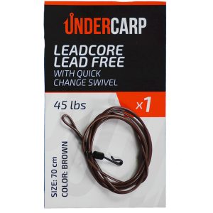 Leadcore free woven with Quick Change Swivel 45 lbs 70 cm – brown undercarp