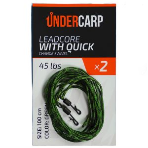 Leadcore with Quick Change Swivel 45 lbs 100 cm green 2 pcs undercarp