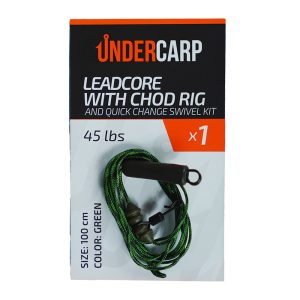 Leadcore with Chod Rig and Quick Change Swivel kit 45 lbs 100 cm green undercarp